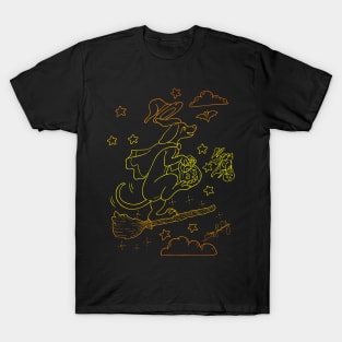 Dancing on a broomstick dog and bat T-Shirt